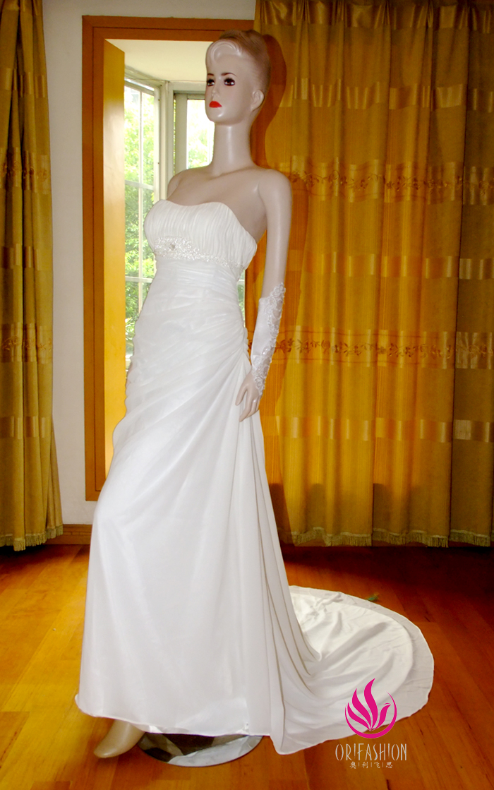 Orifashion HandmadeReal Custom Made Silk Chiffon Slim Wedding Dr - Click Image to Close